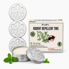 FineFix Peppermint Oil Mouse Repellent 4 Pack, Rodent Repellent for Car Engines, Under Hood, Garages, RVs, Sheds & Storage Spaces, Adhesive Backing, Fresh Mint Scent Helps Keep Mice and Rats Away