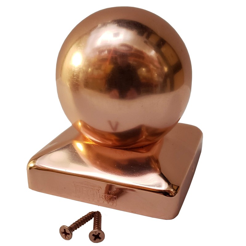 3.5" Copper Ball Post Cap - Fits 3.5" x 3.5"