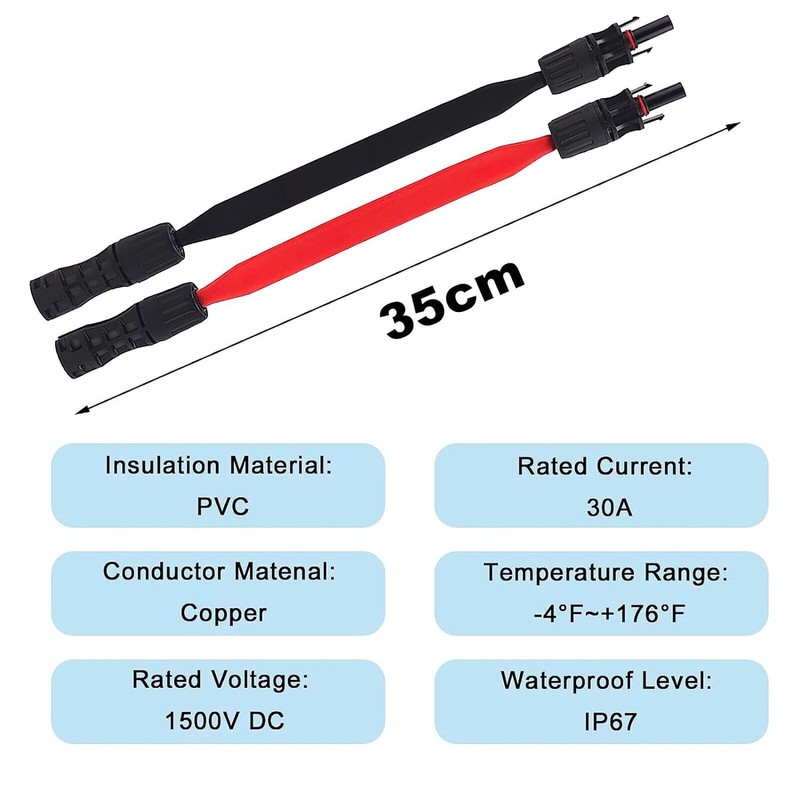 Solar Cable Window Feed-Through 35 cm Cable Waterproof PV Cable