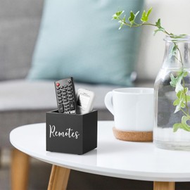 DRASTAR Remote Holder,TV Remote Control Holder, Mini Remote Caddy,Mini Remote Organizer for Table,Small Wooden Remote Box for Nightstand, Black
