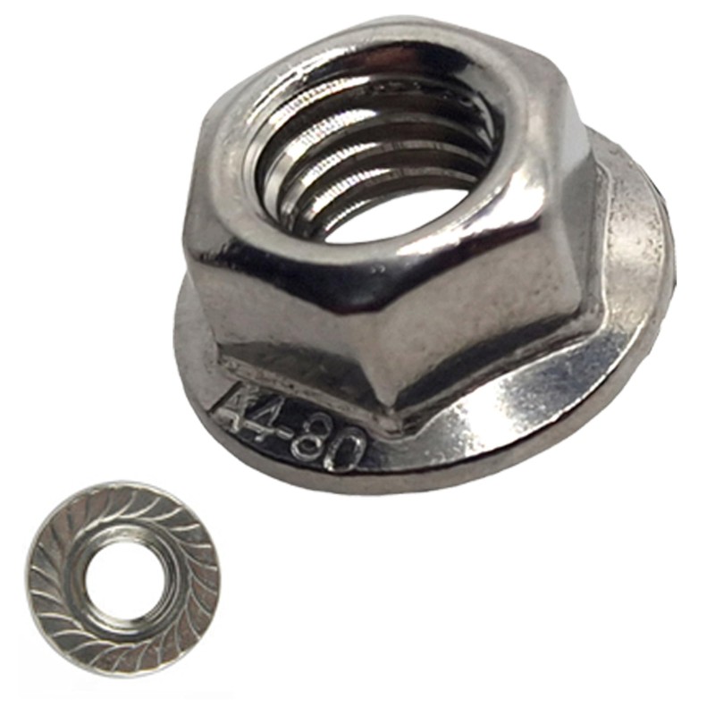 M5 Serrated Flange Nuts Marine Grade Style in A4 Stainless