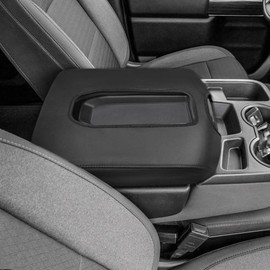 DEYTOP Center Console Cover for Chevy Silverado 2019-2024 Accessories Console Armrest Cover for GMC Sierra 2019-2024 Car Cushion Protector Pad (Black with Black Stitches, 19-24 Jump Seat Console)