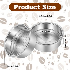 2 Pcs 51mm Portafilter Basket, Stainless Steel Coffee Filter