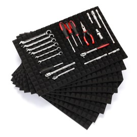 CASOMAN 8PCS Professional Toolbox Liner, Trap Mat Universal Tool Drawer Liner, Non-Slip Foam Inserts, Easy Cut, Black, 23.6"x15.7"
