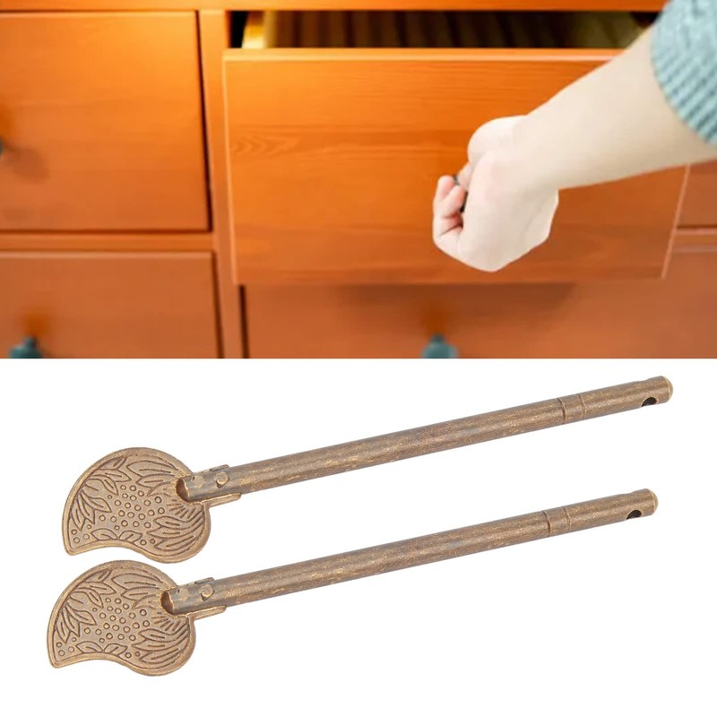 2 Pieces Brass Door Latch Pin 11cm Leaf Shape Retro