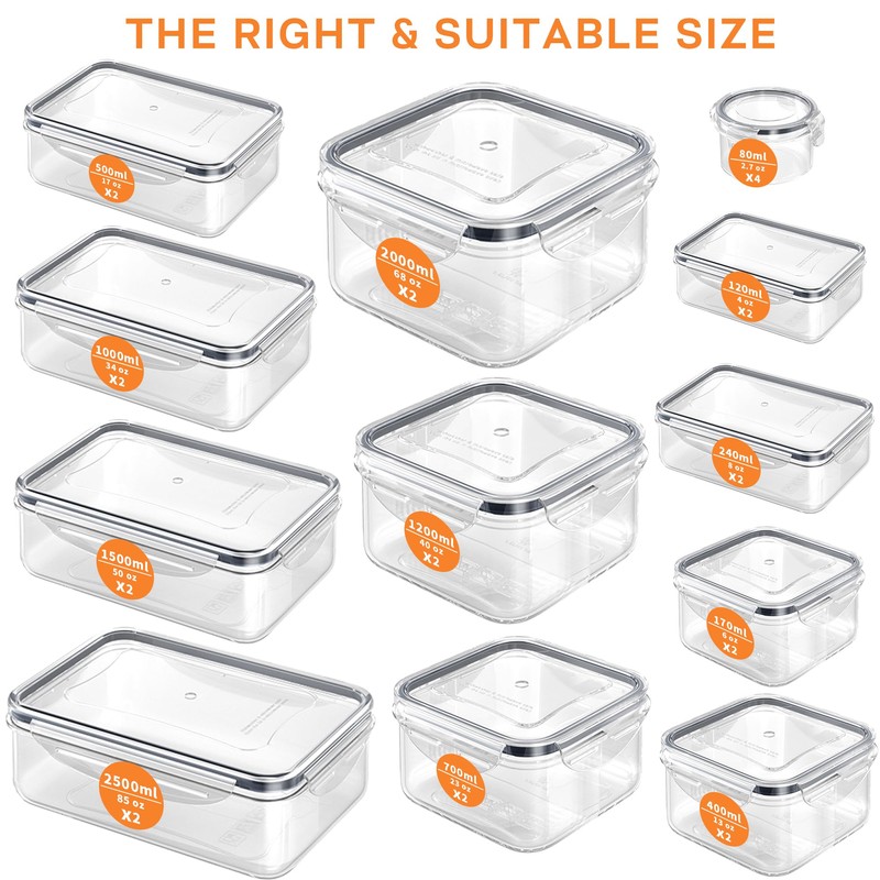 52 PCS Food Storage Containers with Lids Airtight (26 Containers