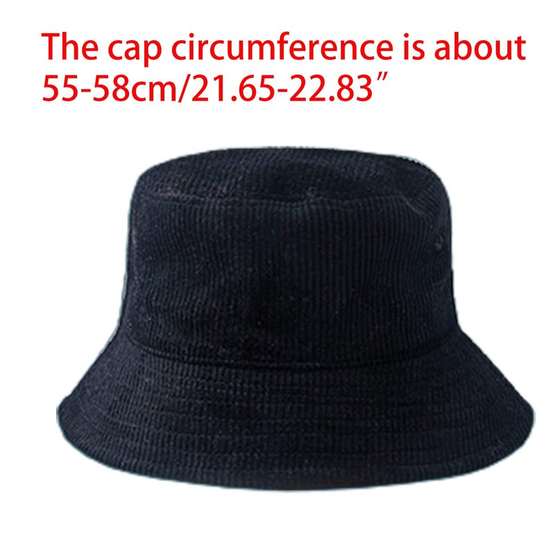 niumanery Unisex Winter Warm Corduroy Velvet Bucket Hat Ribbed Solid