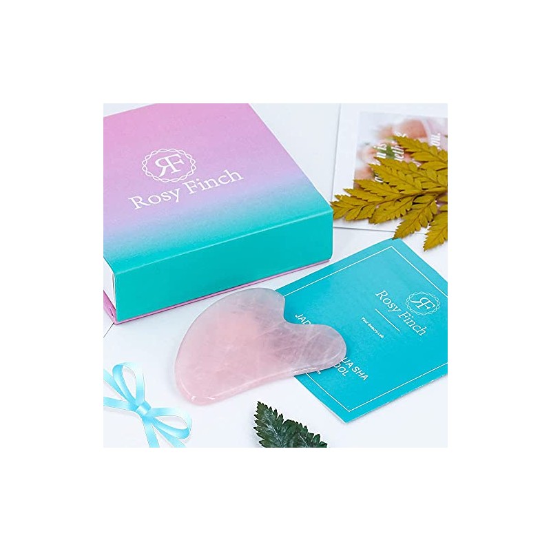 Gua Sha - Herramienta masajeadora de jade de pinzón rosado,