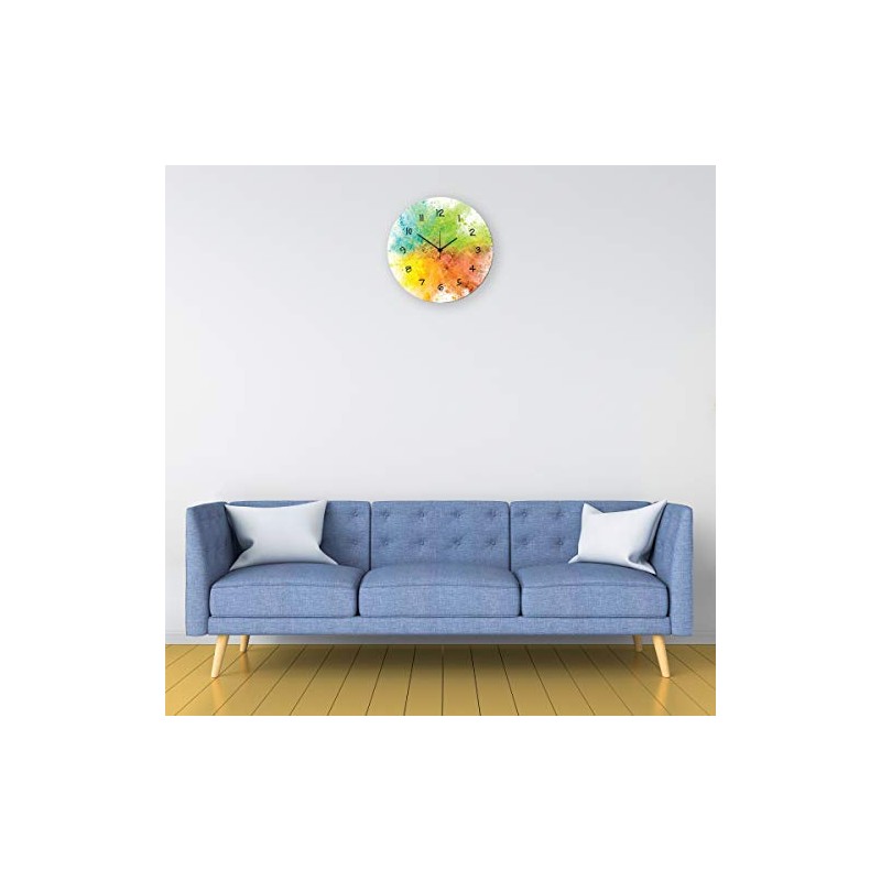 GRAVURZEILE Splash Love Wooden Wall Clock, 100% Silent, No Ticking,
