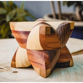 Double Tetrahedron Puzzle - Interlocking Wooden Puzzle - Made from Walnut, Maple, Cherry and Oak - Made in the Czech Republic by Vaclav Obsivac