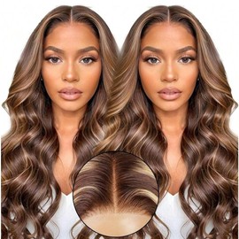 Wavymy Highlight Wear Go Glueless Wigs Human Hair Pre Cut 4/27 Ombre Lace Front Wigs Human Hair Pre Plucked Body Wave Honey Blonde Human Hair Wig for Women Beginners 180% Density 24 Inch