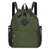 WANDF Drawstring Backpack Sports Gym Bag with Shoes Compartment, Water-Resistant