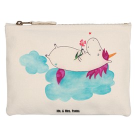 Mr. & Mrs. Panda L Makeup Bag Unicorn in Love on Cloud - Love, Pencil Case, XXL Cosmetic Bag, Unicorns, Love, 100% Cotton, Unicorn Decoration, Pegasus, Girlfriend, White, L Schminktasche