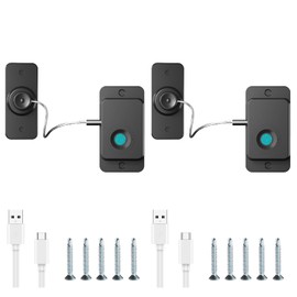 Fridge Lock with Fingerprint, Cabinet Lock, Baby, Child Lock, No Drilling, Window Lock, Children, USB Charging, Suitable for Home and Office (Black, Pack of 2)
