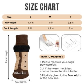 SlowTon Dog Socks - Anti-Slip Pet Paw Protector for Hot Pavement Hardwood Floors - Adjustable Dog Grippers for Puppy Small Medium Large Senior Dogs to Prevent Licking Wounds Paws
