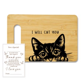 Funny Black Cat Cutting Board-I Will Cut You, Charcuterie Board for Kitchen Decor, House Warming Gifts for Cat Lovers Couples Friends -06
