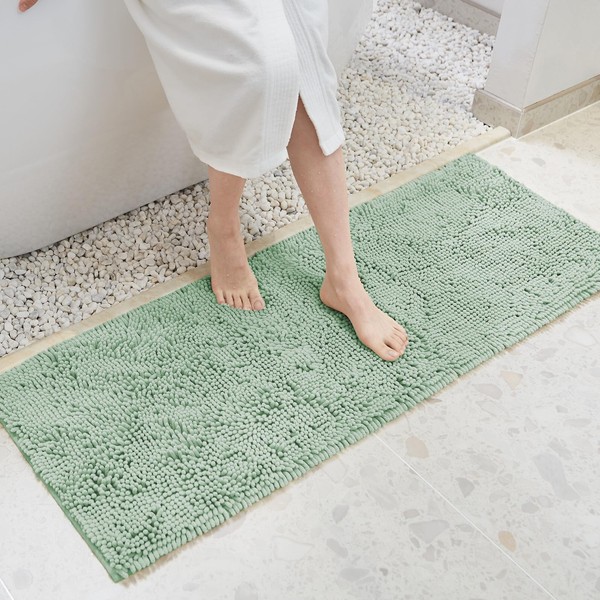 TECHMILLY Soft Fluffy Chenille Long Bathroom Rugs Runners, Non Slip