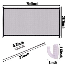 70.9"x28.3" Pet Gate,Baby Gate,Magic Gate Portable Folding mesh gate Safe Guard Isolated ，Indoor and Outdoor Safety Gate Install Anywhere (Black)