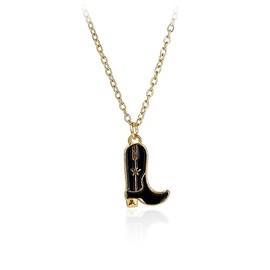 Pingyongchang Cowboy Boot Necklace Gold Cowgirl Necklace For Women Disco Western Necklaces For Women Gold Plated Cowboy Hat Pendant Necklace Western Style Jewelry Gift for Women-Black Boot