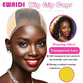 Lace Wig Grip Cap for Women 4x5 Transparent Lace Front Wig Cap with Gripper Headband to Keep Wig In Place Adjustable Lace Wig Gripper Make Your Wigs Gluless (Nude, Medium)
