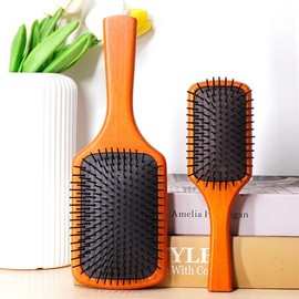 Scalp Care Wood Hair Brush Square Wood Brush Medium 2ea