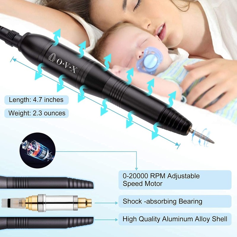 Portable Electric Nail Drill Machine，Compact 20000 RPM USB Manicure Pedicure