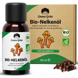 Emma Grün® Bio Nelkenöl [100% Naturrein] - Echtes Nelkenöl Bio 30ml - Ätherische Öle Naturrein - Aromatisches Gewürznelkenöl in LEBENSMITTELQUALITÄT - Clove Oil Essential Oils aus Madagascar