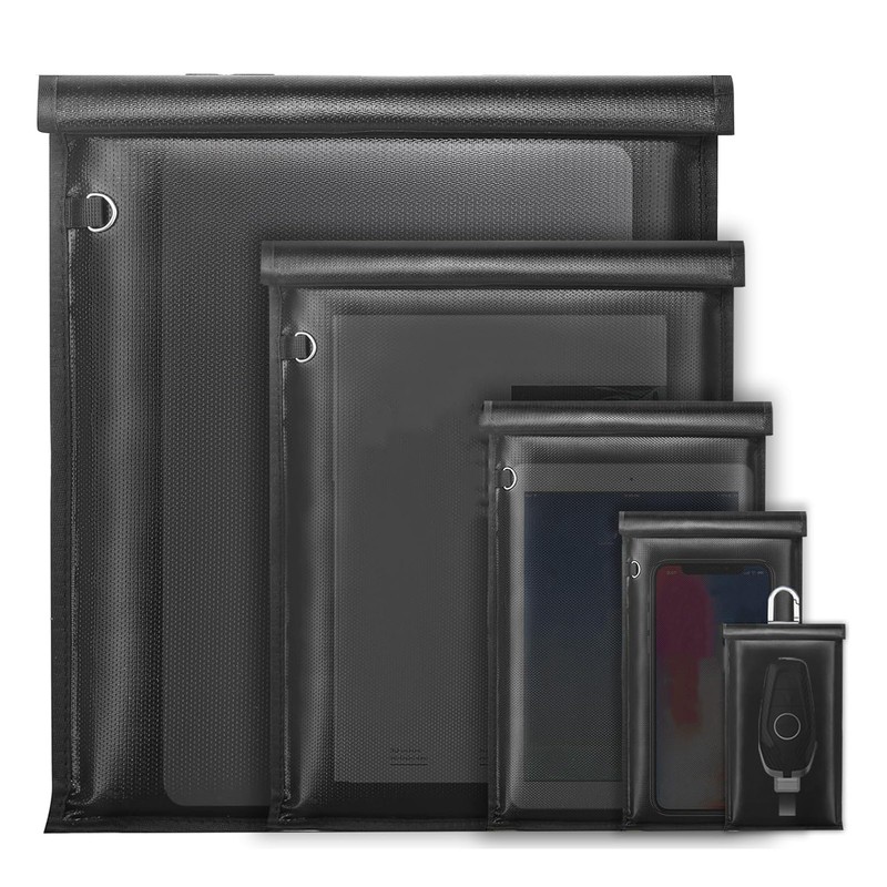 5pcs Faraday Bags Fireproof Waterproof Signal Blocking Large Prevent Tracking