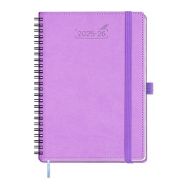 BEZEND A5 Diary 2025-2026 Week to View Academic Year 18 Month runs Jul'25 - Dec'26, Vertical Weekly Planner with Hourly Time Slots, Monthly Tabs & Ruler Bookmark, PU Leather Softcover, Lavender