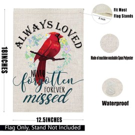 PXTIDY Red Cardinal Memorial Garden Flag Always Loved Never Forgotten Forever Missed Yard Flags Patio Outside Memorial Gift