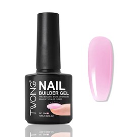 TWOING Builder Gel for Nails 5 in 1 ，Jelly Neutral Purple Color Strengthener Gel Translucent Cover Hard Nail Extension Brush in Bottle Base Coat ，Salon&DIY Art for Women