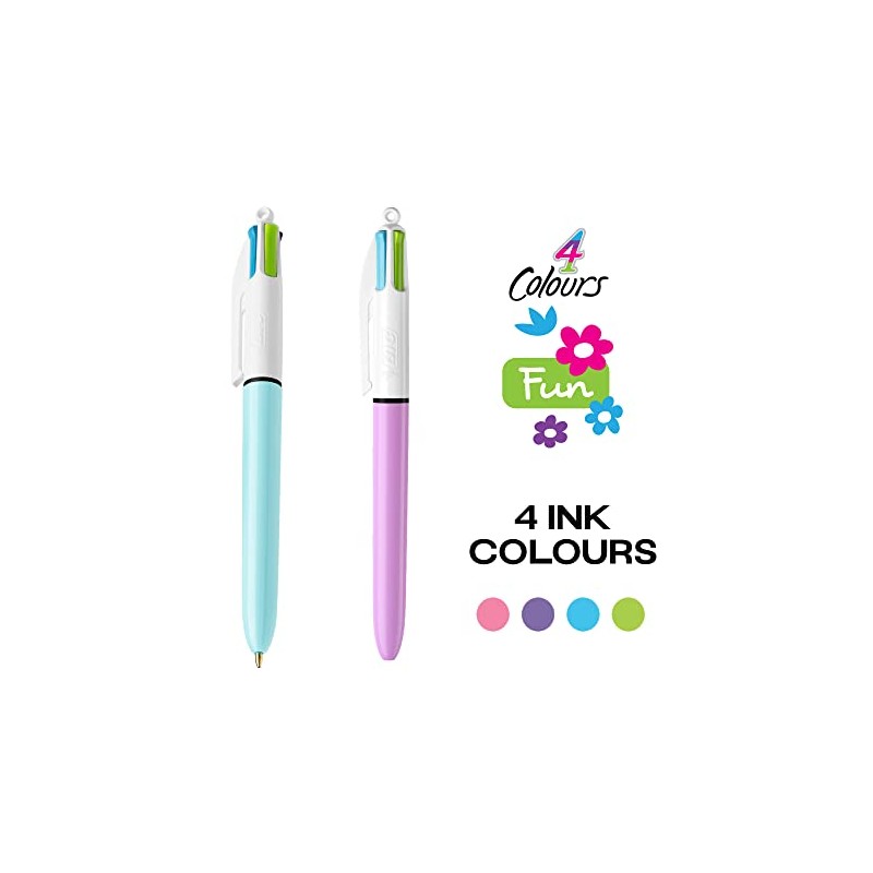 BIC 4 Colours Fun and Decors Ball Pens Medium Point