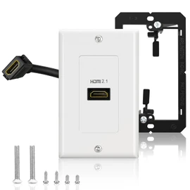 HDMI 2.1 Wall Plate, ELECTOP 8K HDMI Wall Outlet Pass Through with Low Voltage Metal Mounting Bracket, Supports 8K@60Hz and 4K@120Hz, 3D, HDR, 48 Gbps HDMI Box, Fits Home Theater Systems