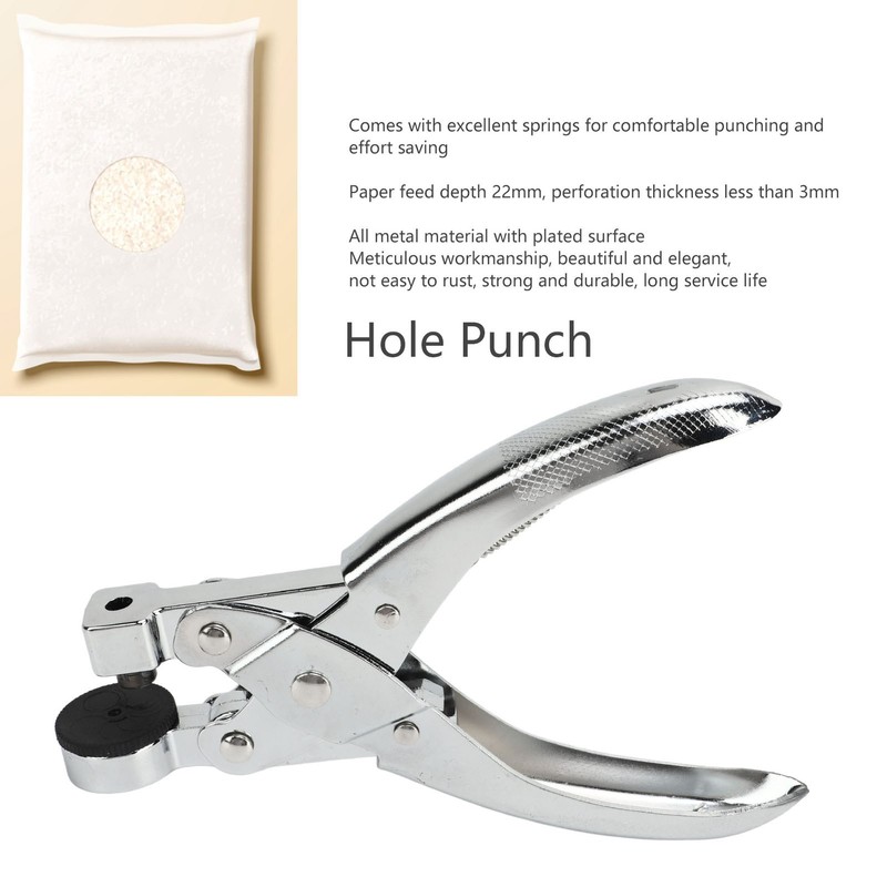 Hole Punch Plier Zinc Alloy Sliver Handheld Paper Puncher Tool