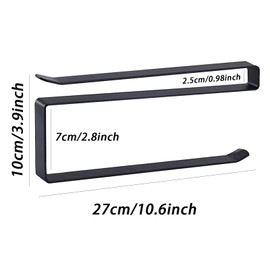 LMSAWK Pack of 2 Black Multifunctional Kitchen Roll Holder, High-Quality Stainless Steel Towel Holder for Cupboard Doors, Space-Saving Base Solution for Kitchen Towels