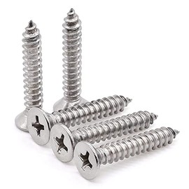 Glvaner 4.2 x 45mm (50 pcs) Flat Head Phillips Drive Wood Screws 304 Stainless Steel (18-8) #8 x 1-3/4 inch Countersunk Head Self Tapping Screws Sheet Metal Screw