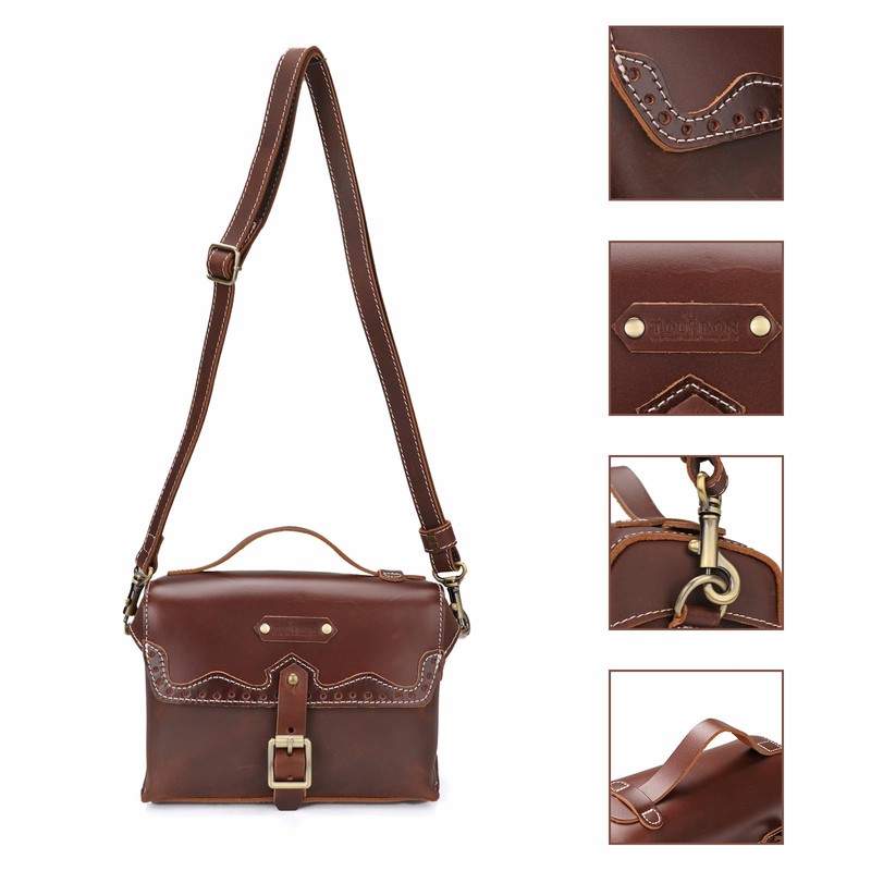 TOURBON Retro Bike Handlebar Bag Genuine Leather Bicycle Rear Saddle