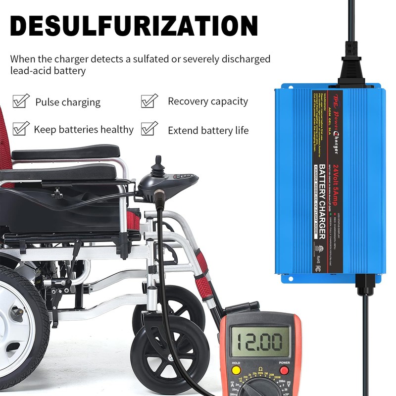 24V 5A Smart Automatic Battery Charger & Maintainer, Portable XLR