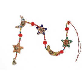 Set of 2 Colorful Hanging Latkans Decorative Accessories for Home Door Wall Bedroom Party Festival Wedding and Gifting (Moon & Star)