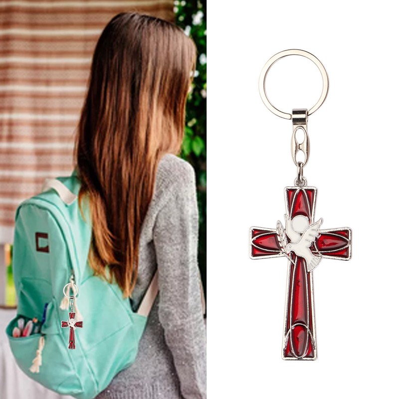 Cross Keychain Peace Bird Vibrant Colors Strong Alloy Skin Friendly