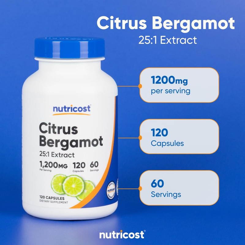 Nutricost Citrus Bergamot Capsules 1,200mg, 120 Capsules - 25:1 Bergamot