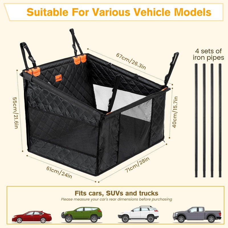 Pecute Dog Car Seat, Back Seat Extender for Dogs, Upgraded