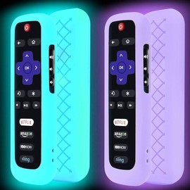 2 Pack Remote Case/ Cover for TCL   TV Steaming Stick Remote,  Protective Controller Universal Sleeve  Glow in The Dark Blue and Green - Color: Sky and Purple