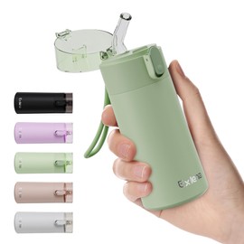 Exllena Small Water Bottle 150ml with Straw – Small Flask with One-Hand Open Design, Leak-Proof Locking Lid, 4-6 Hours Hot/Cold Retention and Portable for Coffee, Milk, or Any Beverage(Mint)