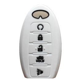 Rpkey Silicone Keyless Entry Remote Control Key Fob Cover Case protector Replacement Fit For Infiniti g35 qx56 fx35 q50 g37 m35 qx60 i35 qx80 q60 qx30 for 5 buttons（white）S180144014