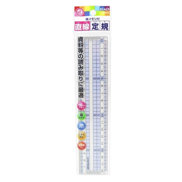 Kutsuwa HS190C STAD Como Glass Ruler 7.1 inches (18 cm)