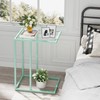C Shaped Table,Glass Side End Table for Sofa,Tempered Glass Snack