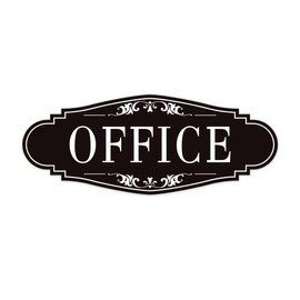 The Office Door Sign for Home and Business，Self-Adhesive Waterproof and Fade-Resistant Modern Office Sign Sticker for House，Business，Door, Window Decor（Black）