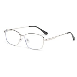 LJCZKA Rectangular Blue Light Filter Glasses Women Men Square Glasses Without Prescription Square Classic Frame Anti-Fatigue Computer Glasses for Gaming, silver