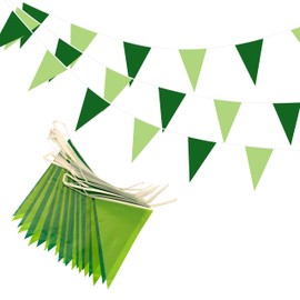 Green Bunting Banner, 74 Large Flags for Bunting Decorations Indoors Outdoors, Perfect as Birthday Decoration, Birthday Bunting or Green Birthday Decorations.